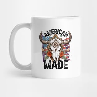 "American Made" American Flag & Bull Skull Mug